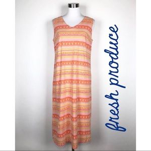 Fresh Produce Tank Dress Cotton Stripped Sz L